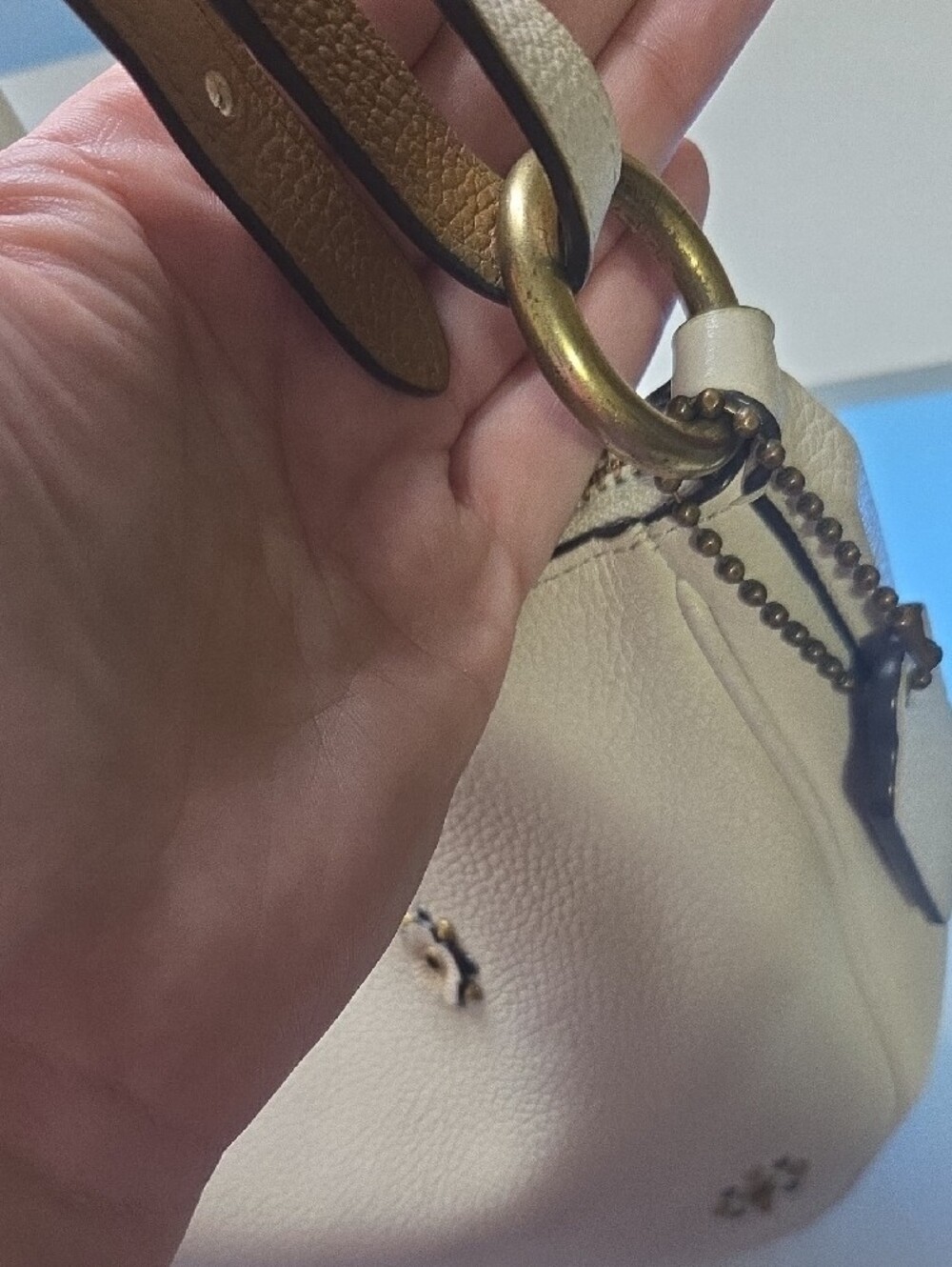 Coach Western Rivets/tea Rose Nomad Hobo Cream Leather - Picture 6 of 12